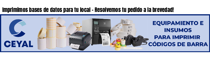 Imprimimos bases de datos para tu local - Resolvemos tu pedido a la brevedad!