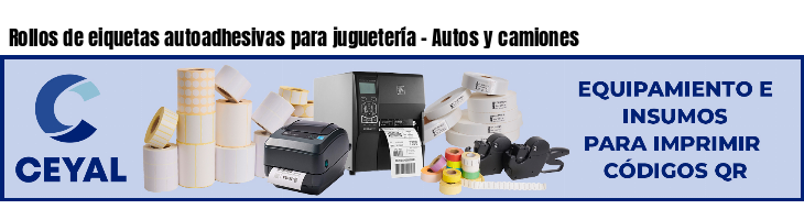 Rollos de eiquetas autoadhesivas para juguetería - Autos y camiones