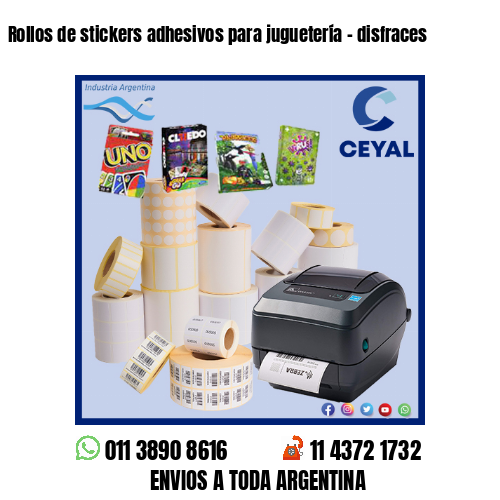 Rollos de stickers adhesivos para juguetería – disfraces