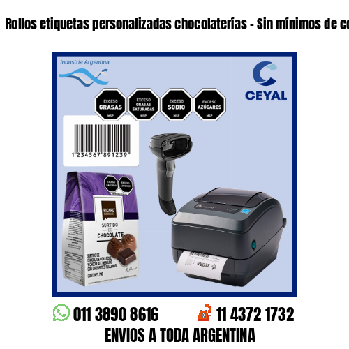 Rollos etiquetas personalizadas chocolaterías – Sin mínimos de compra!