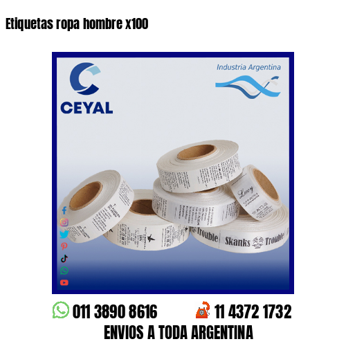 Etiquetas ropa hombre x100