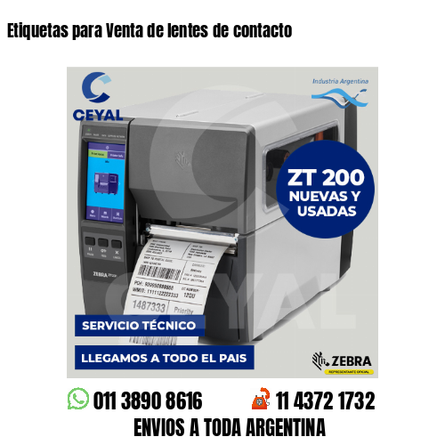 Etiquetas para Venta de lentes de contacto
