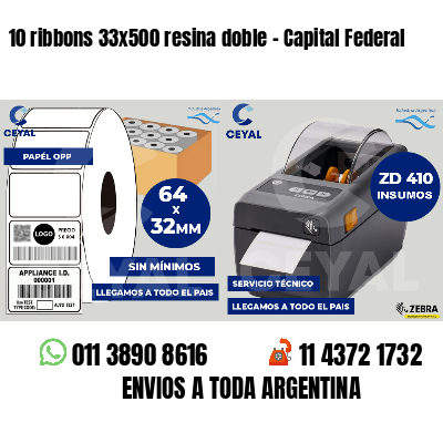 10 ribbons 33x500 resina doble - Capital Federal
