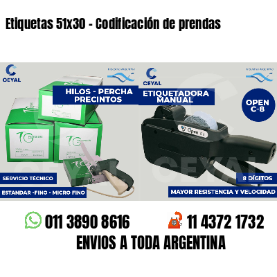 Etiquetas 51x30 - Codificación de prendas