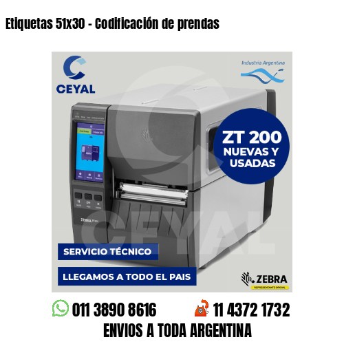 Etiquetas 51×30 – Codificación de prendas