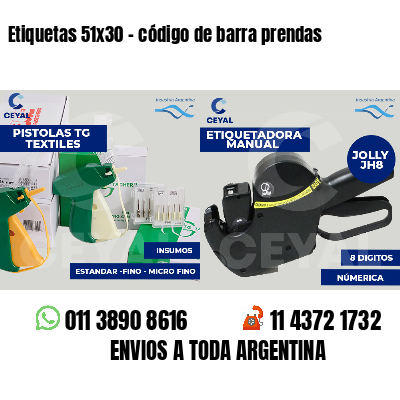 Etiquetas 51x30 - código de barra prendas