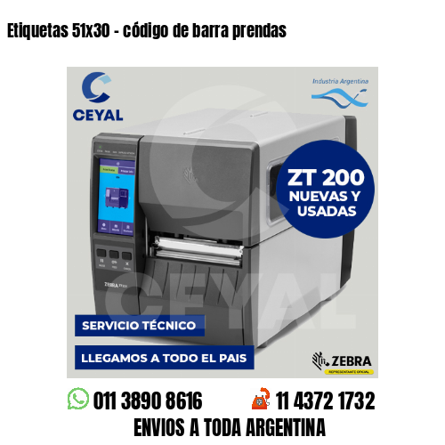 Etiquetas 51×30 – código de barra prendas
