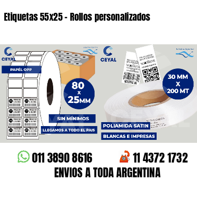 Etiquetas 55x25 - Rollos personalizados