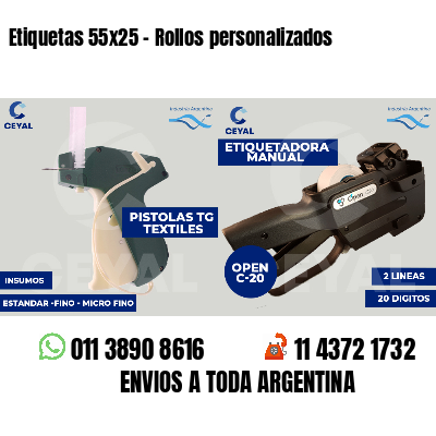 Etiquetas 55x25 - Rollos personalizados