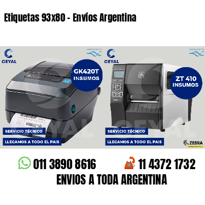 Etiquetas 93x80 - Envíos Argentina