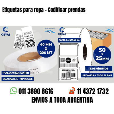 Etiquetas para ropa - Codificar prendas