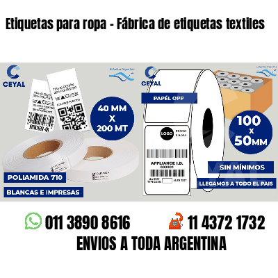 Etiquetas para ropa - Fábrica de etiquetas textiles