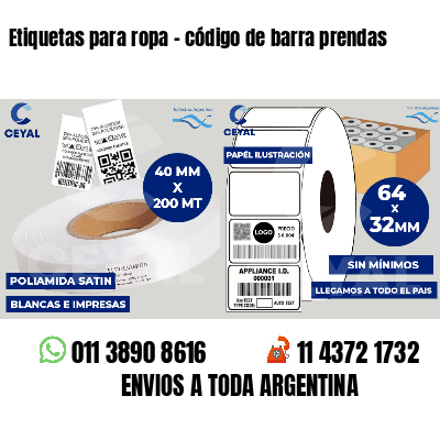 Etiquetas para ropa - código de barra prendas