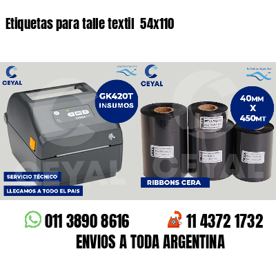 Etiquetas para talle textil  54x110