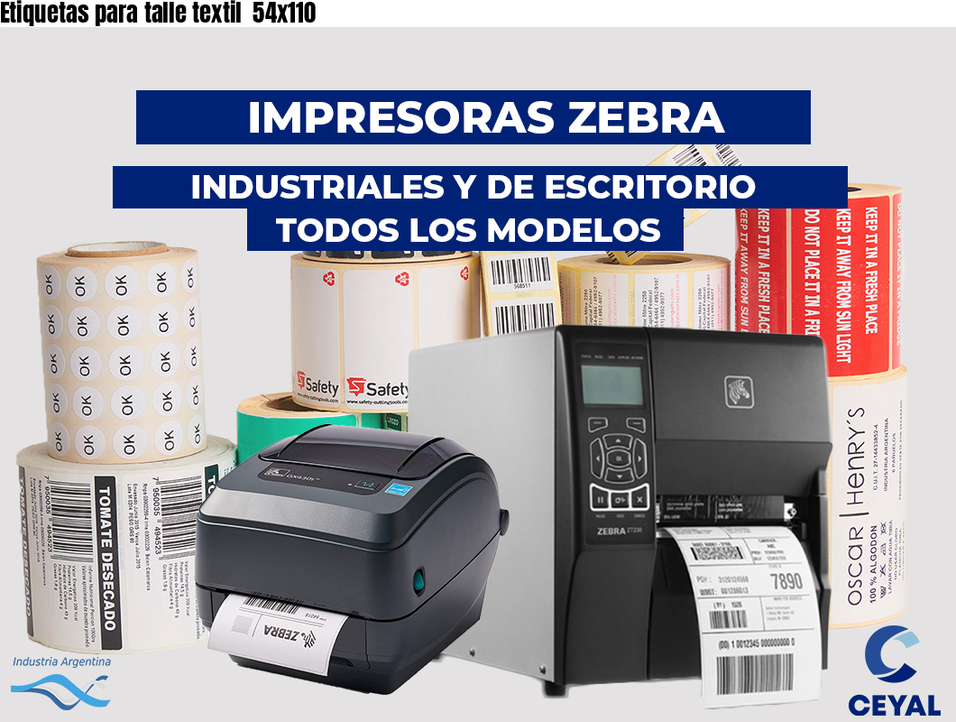 Etiquetas para talle textil  54x110