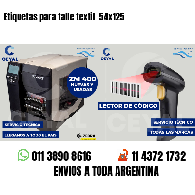 Etiquetas para talle textil 54x125