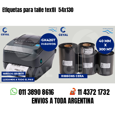 Etiquetas para talle textil 54x130