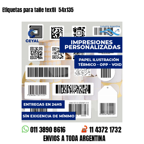 Etiquetas para talle textil  54x135