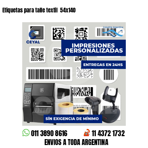 Etiquetas para talle textil  54x140
