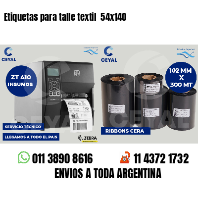 Etiquetas para talle textil 54x140