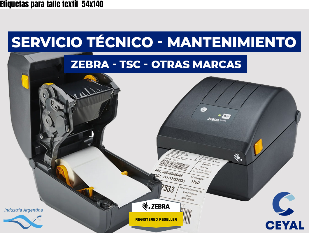 Etiquetas para talle textil 54x140