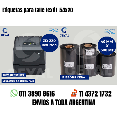 Etiquetas para talle textil 54x20