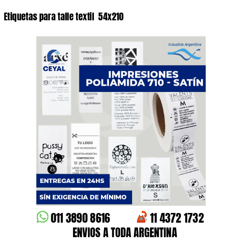 Etiquetas para talle textil  54x210