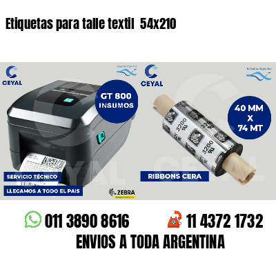 Etiquetas para talle textil  54x210