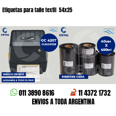 Etiquetas para talle textil 54x25