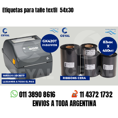 Etiquetas para talle textil  54x30