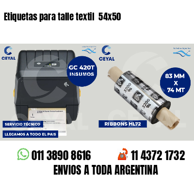 Etiquetas para talle textil 54x50