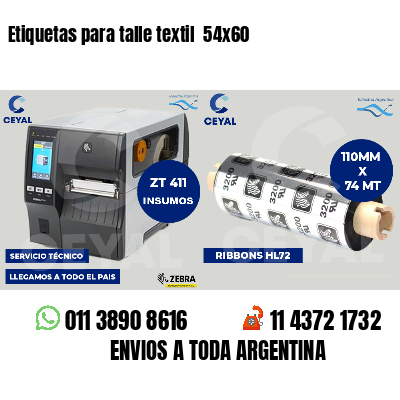 Etiquetas para talle textil 54x60