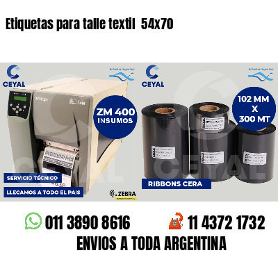 Etiquetas para talle textil 54x70