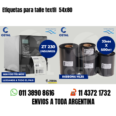 Etiquetas para talle textil  54x80