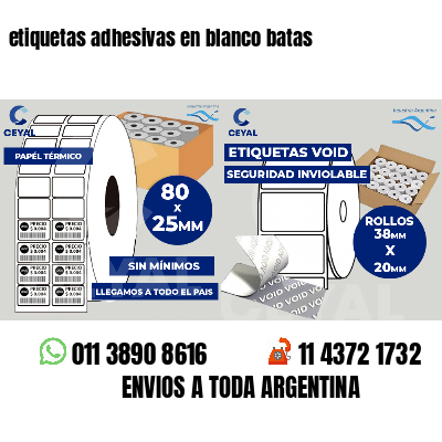 etiquetas adhesivas en blanco batas
