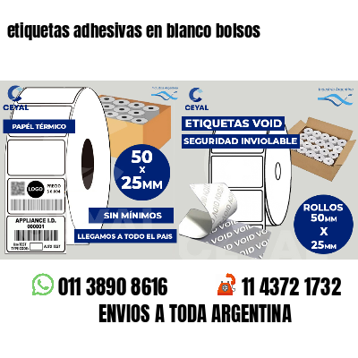 etiquetas adhesivas en blanco bolsos