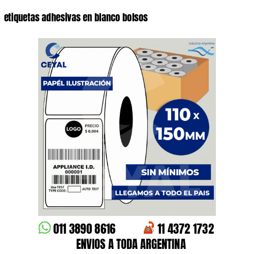 etiquetas adhesivas en blanco bolsos
