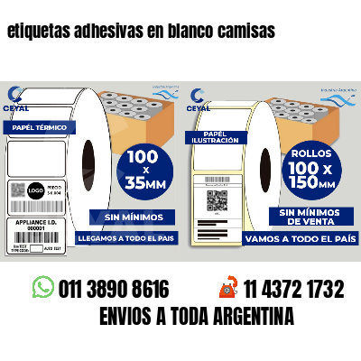 etiquetas adhesivas en blanco camisas