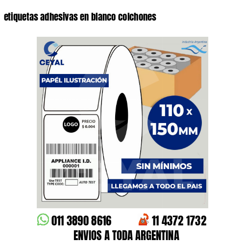 etiquetas adhesivas en blanco colchones