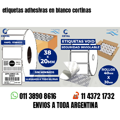 etiquetas adhesivas en blanco cortinas