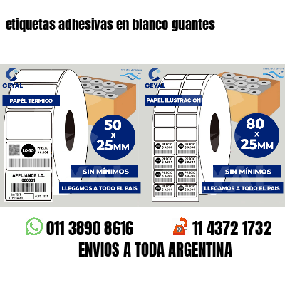 etiquetas adhesivas en blanco guantes