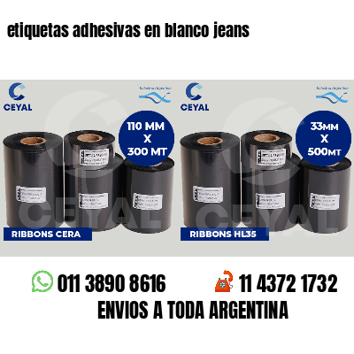 etiquetas adhesivas en blanco jeans