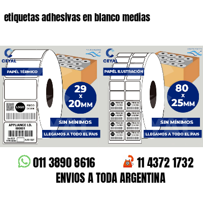 etiquetas adhesivas en blanco medias