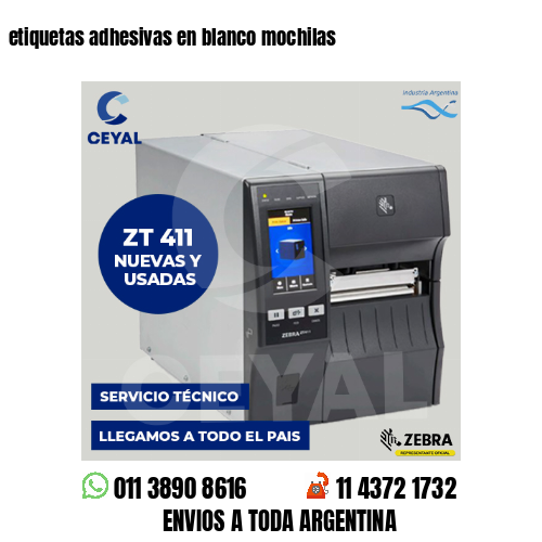 etiquetas adhesivas en blanco mochilas