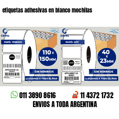 etiquetas adhesivas en blanco mochilas