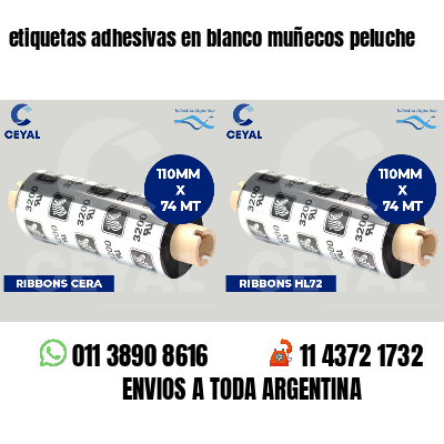 etiquetas adhesivas en blanco muñecos peluche