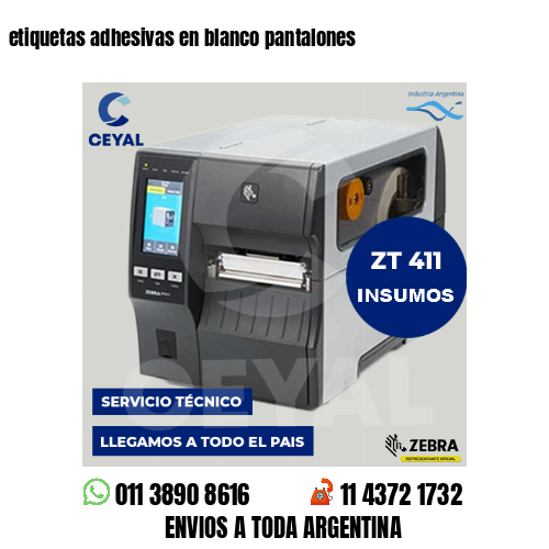 etiquetas adhesivas en blanco pantalones