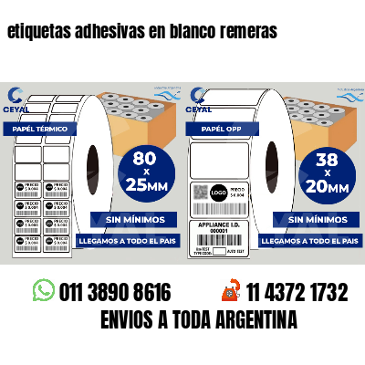 etiquetas adhesivas en blanco remeras