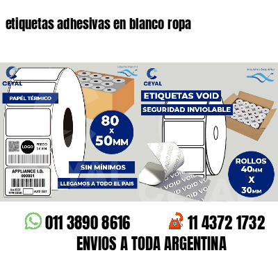 etiquetas adhesivas en blanco ropa