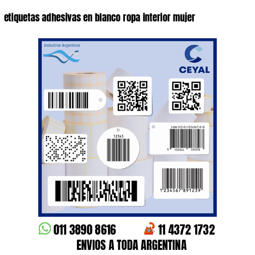 etiquetas adhesivas en blanco ropa interior mujer